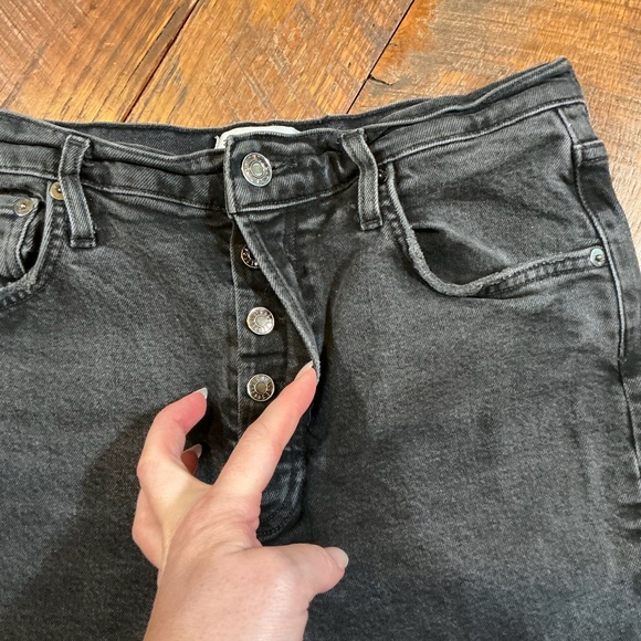 AGOLDE Riley High Rise Straight Crop Jeans in Panoramic Black Wash Women’s Sz 28 - Picture 8 of 13